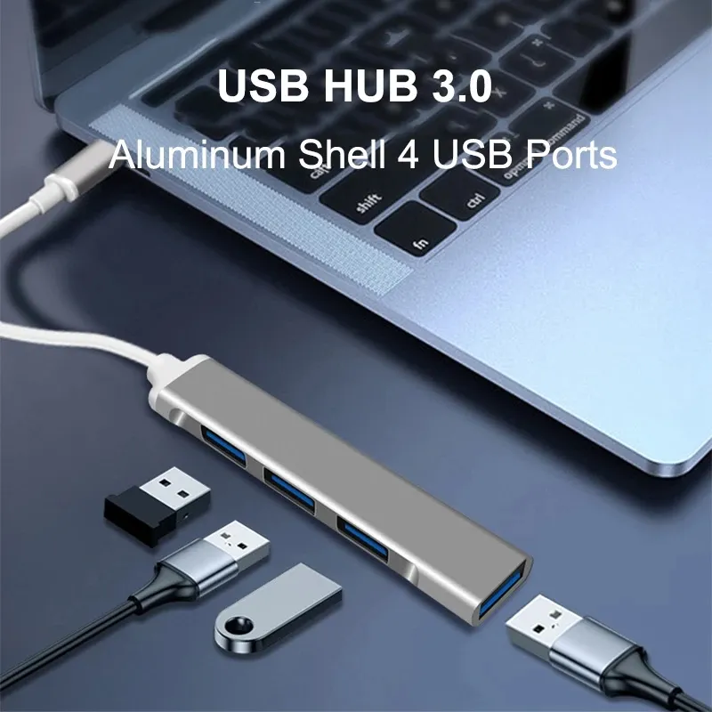 Computador USB C Hub 3.0 Tipo-C 3.1 4 Porta Multi Splitter Adaptador OTG para Laptop Lenovo Xiaomi MacBook Pro 13 15 Air Pro Accessories