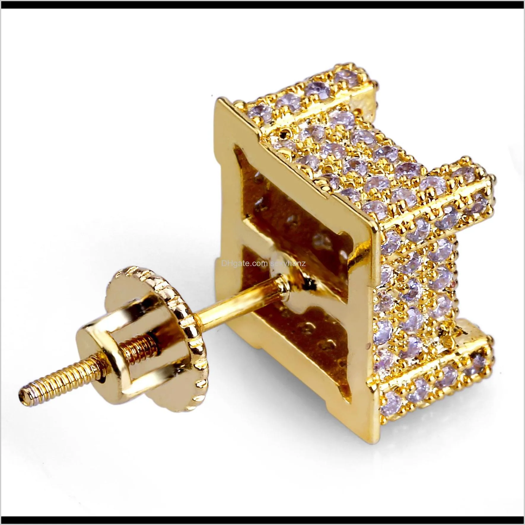 gold-plated zircon studs hip-hop men`s ear nails hot selling in europe and america