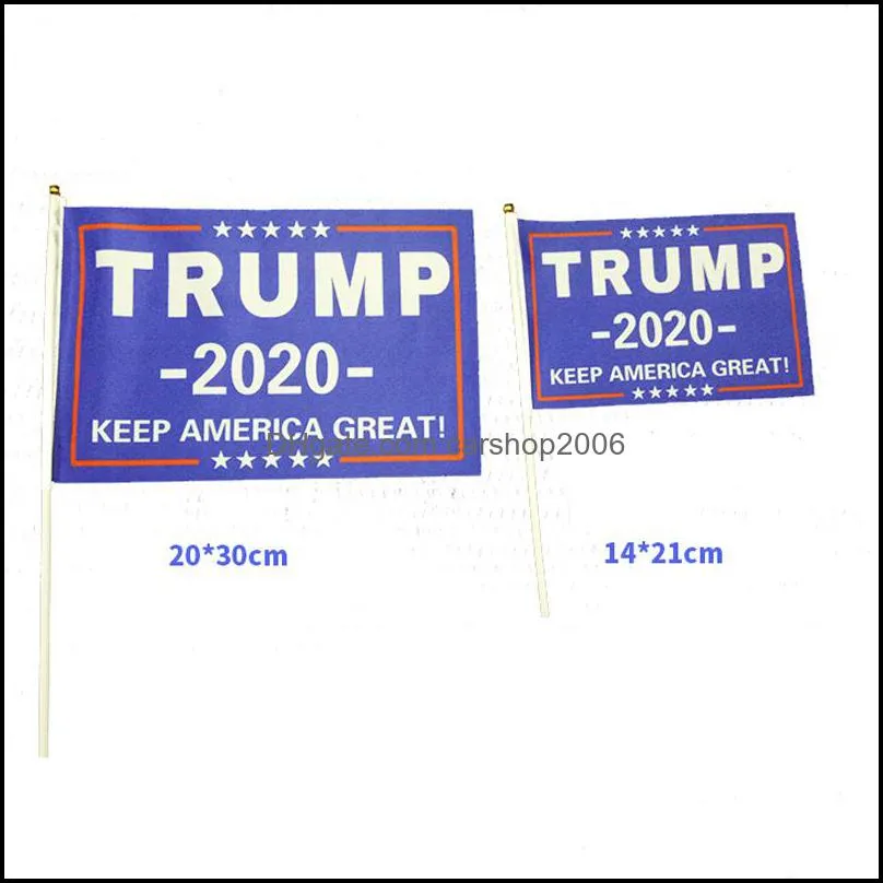 Hand Held Trump Mini Flag 2020 Election Flag With Stick Trump President Election Keep America Great Fashion Home Decoration Banner