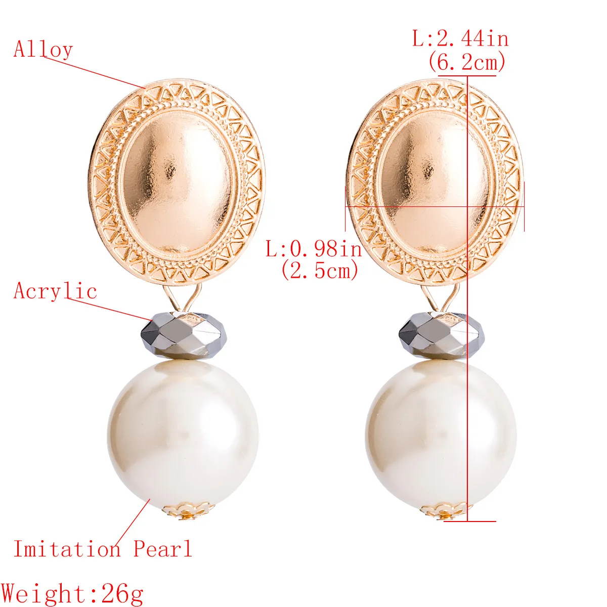 The Bling Stores Trendin Viral Big Pearl Studs, Large Round white Pearl  Earrings for women, Classic
