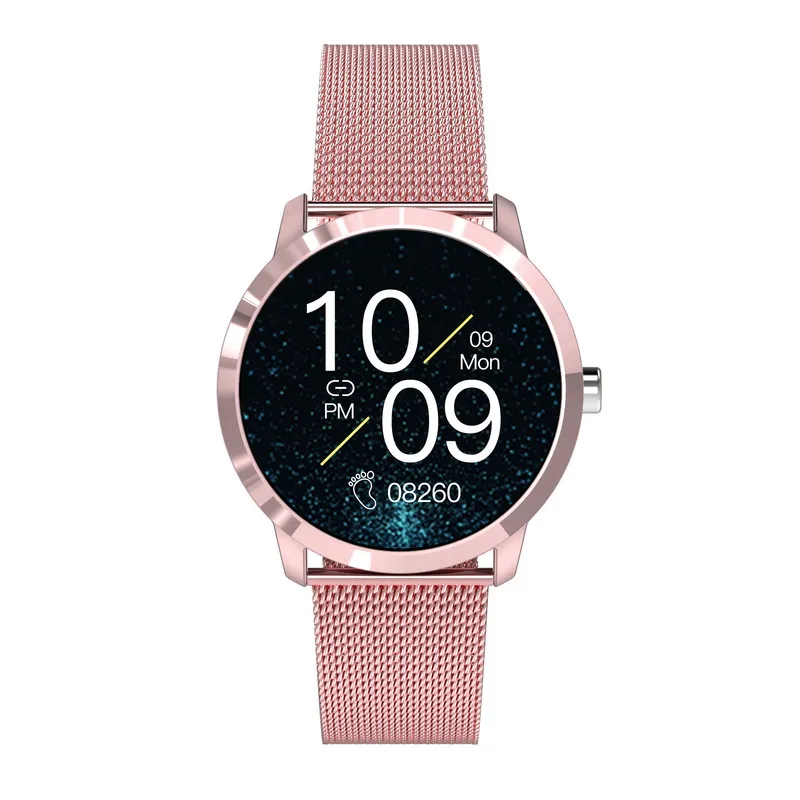 Volledige cirkel touchscreen Dames smartwatch Luxe stalen horloges Band Mode smartwatch Sport Activity tracker Voor Xiaomi IOS Android mobiele telefoon