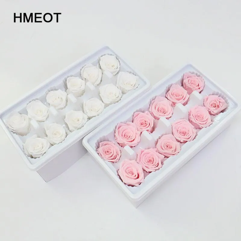 Decorative Flowers & Wreaths 12 Pcs/lot High-end Preserved Immortal Rose Flower 3-4CM Diameter Mothers Day Gift Eternal Life Material Box