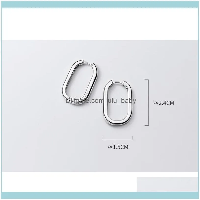 Sterling Silver Oval Hoop Earrings For Women Korean Punk Simple Gold Circle Earring Ear Piercing Minimalist Jewelry Girl & Huggie