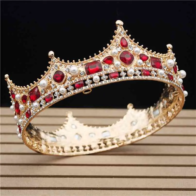 Glitter Diametro barocco Grande corona floreale di cristallo Squisito diademi affascinanti Concorso di bellezza Sposa Accessori per capelli da sposa 210707