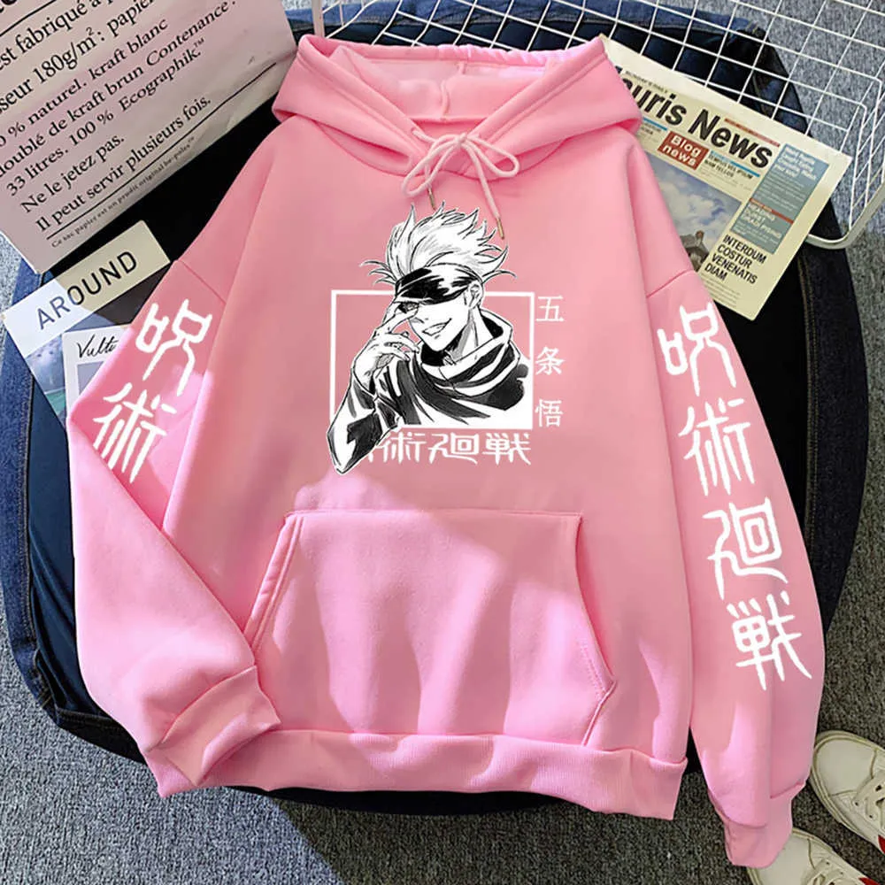 Jujutsu Kaisen Hoodie Men Gojo Satoru Anime Sweatshirts Hip Hop Loose Hoodies Autumn Warm Fleece Long Sleeves Tops Street Hoody