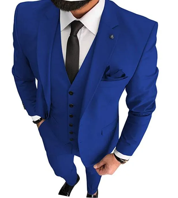 Custom Made Blue Slim Fit Grooms Wedding Suit Set With Mens Jackets ...