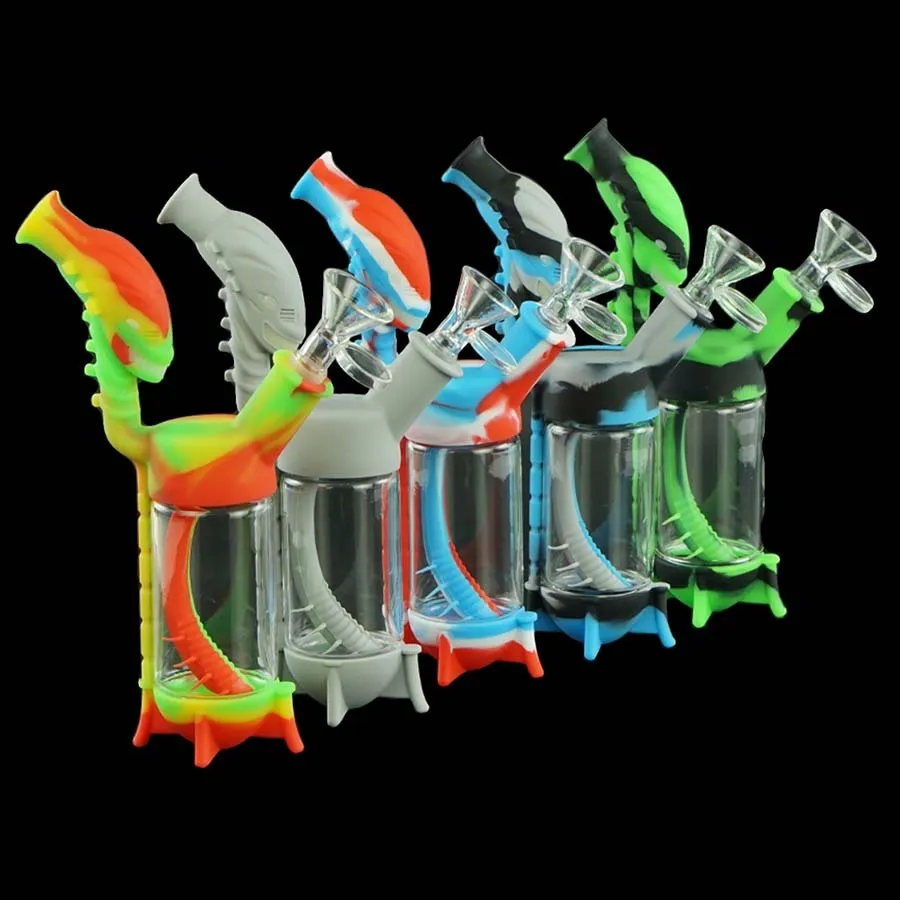 シーシャホーカー水喫煙パイプガラスボンダブシリコーンホースジョイントエイリアンホーカーズ高さ8 "