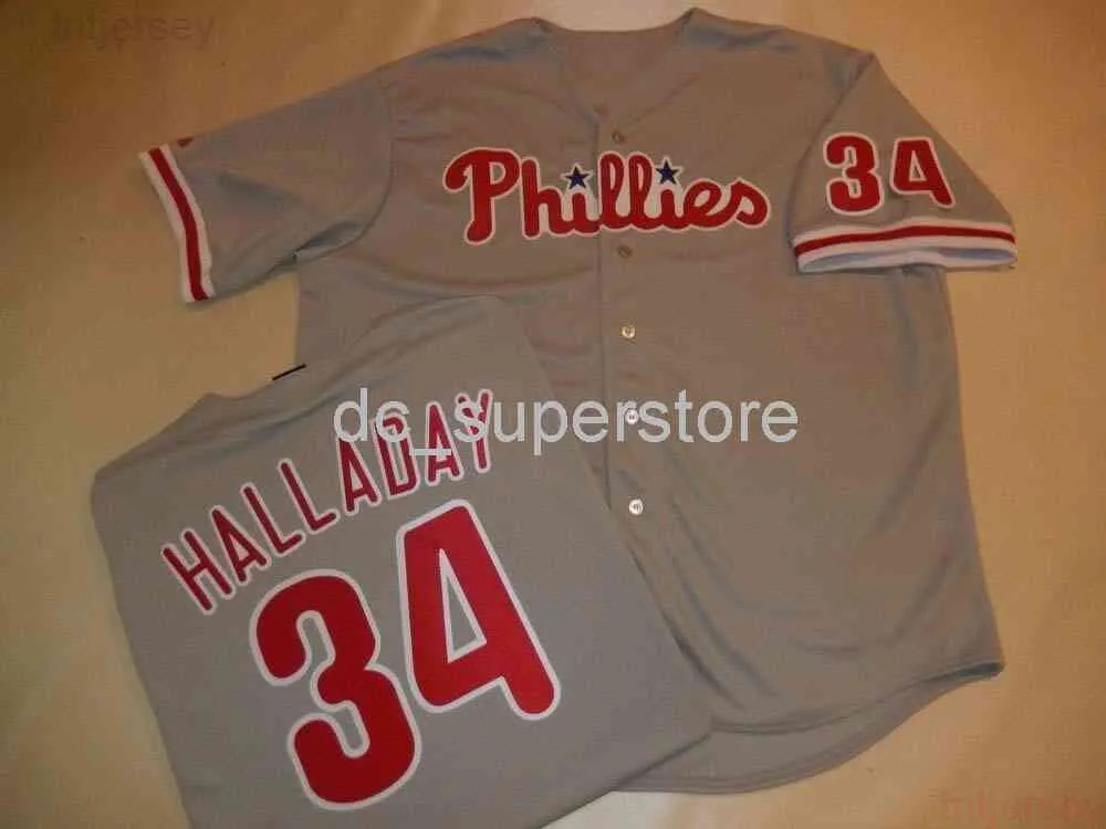 Benutzerdefiniertes ROY HALLADAY GENÄHTES Baseball-Trikot GRAU New Stitch Any Name Number Herren Damen Jugend-Baseball-Trikot