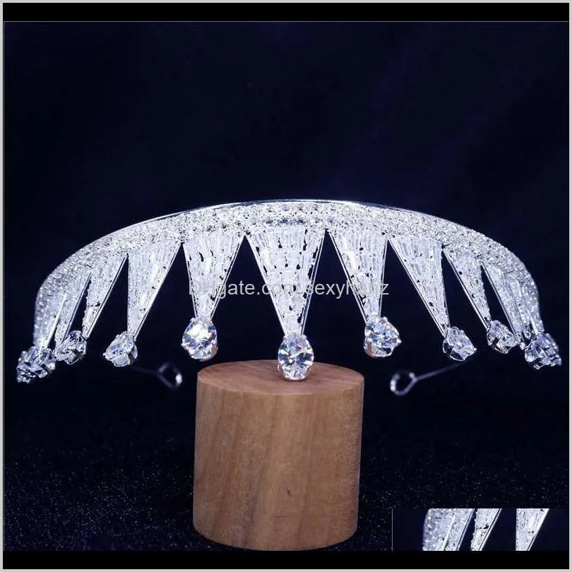 gorgeous sparkling big zircons bride hair jewelry accessories crown fashion women pageant tiara crowns gift wholesale