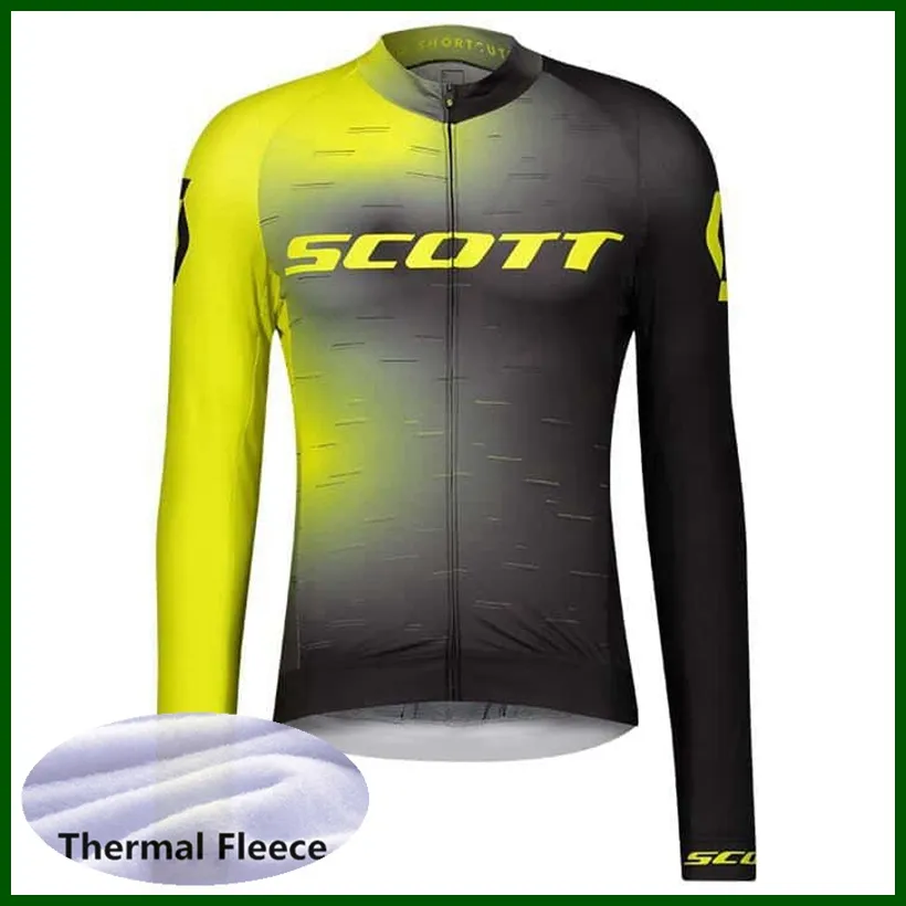 Pro equipe Scott Ciclismo Jersey Mens Inverno Térmico Térmico Manga Longa Mountain Bike Camisa Estrada Bicicleta Tops Quente Racing Roupas Ao Ar Livre Sportswear Y21050622