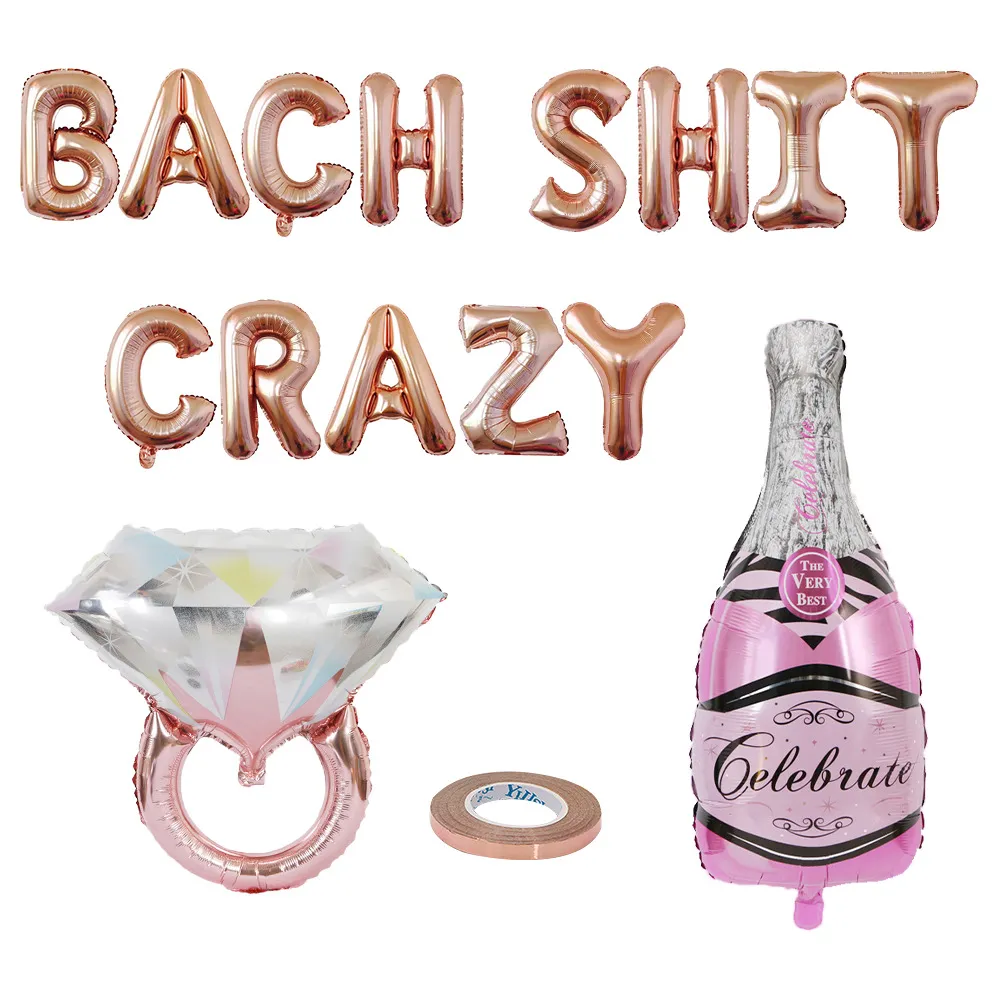 Bachelor party decoration Balloon Set Bach shit crazy bottle diamond ring letter adult Single Parties Decor Foil Balloons Sets