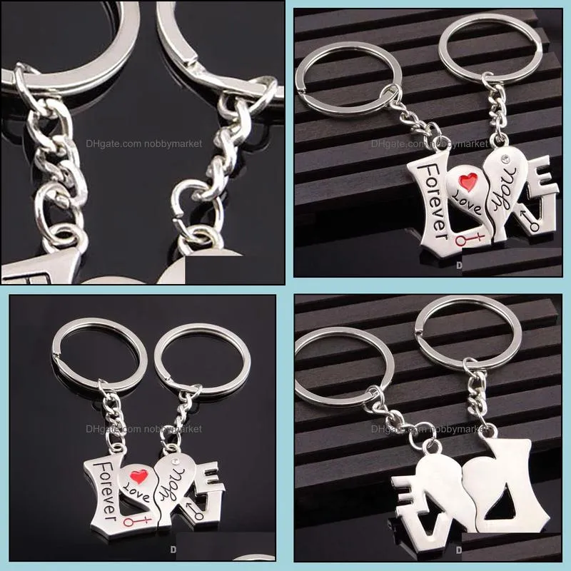 Porte-clés Bijoux Couple Je t'aime pour toujours Porte-clés Bague en forme de coeur Sac suspendu Femmes Hommes Amoureux Saint Valentin Cadeau Mode Drop Livraison 2021 04