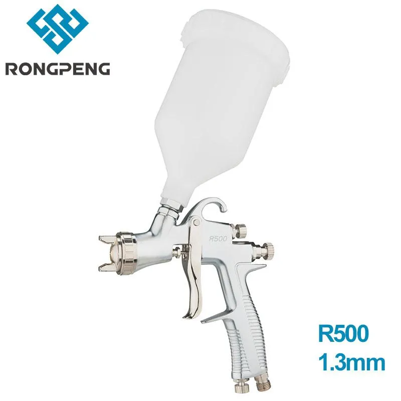Professionele Spray Guns Rongpeng R500 1.3mm Nozzle LVLP Gun 600cc Cup Gravity Feed Airbrush voor Auto Finish Painting