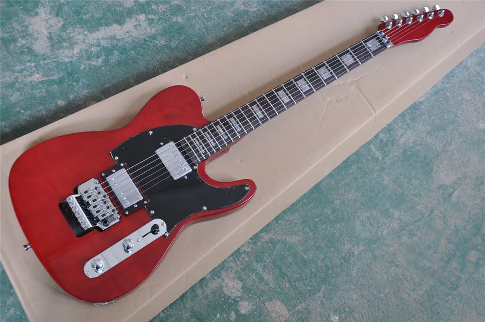 Customizable Red Red Electric Guitar With Black Pickguard, Rosewood