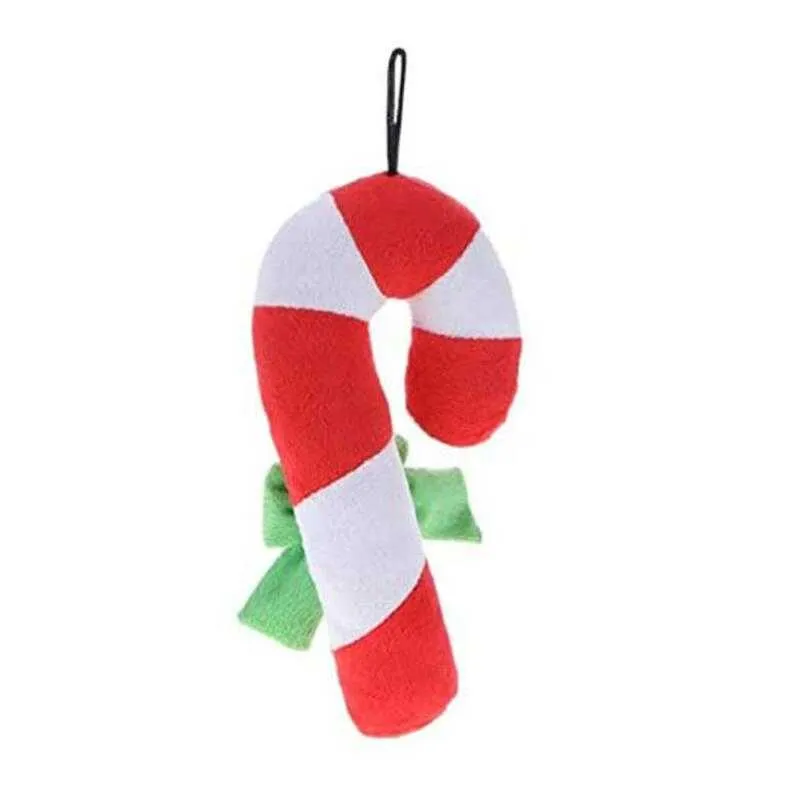 Dog Toys Christmas Crutch Shape Plush Squeaker Chew Sound Toy for Puppy Cat Training Products Dog Squeaking Toys LX4030