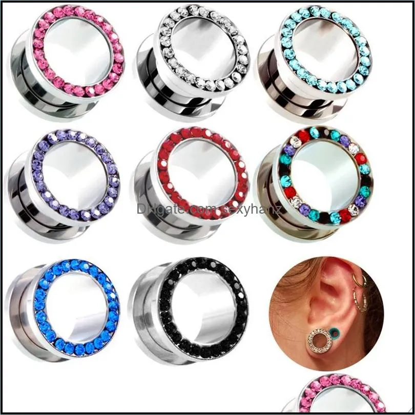 Other Pinksee 2pcs Stainless Steel Ear Plugs Tunnels Earlets Screwed Earring Expander Gauges Crystal Body Piercings Jewelry