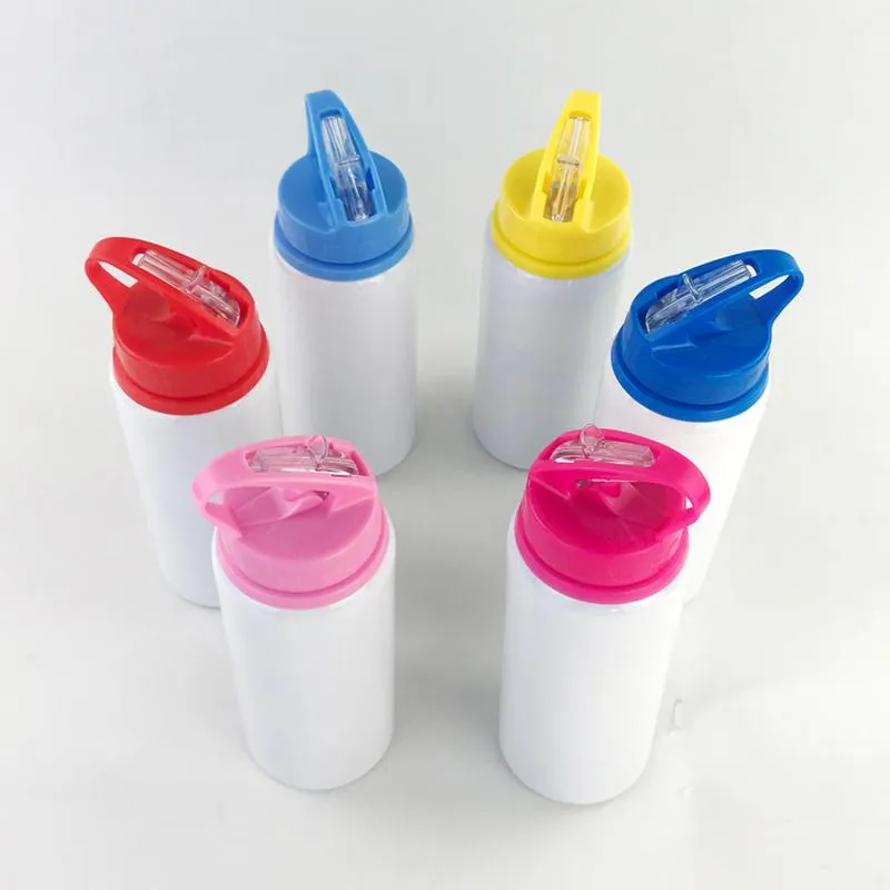 600ml Aluminum Water Bottles Sublimation Blanks Bottle Big Mouth Suction Nozzle Kettle White Color Outdoors Sports Cup WWQ
