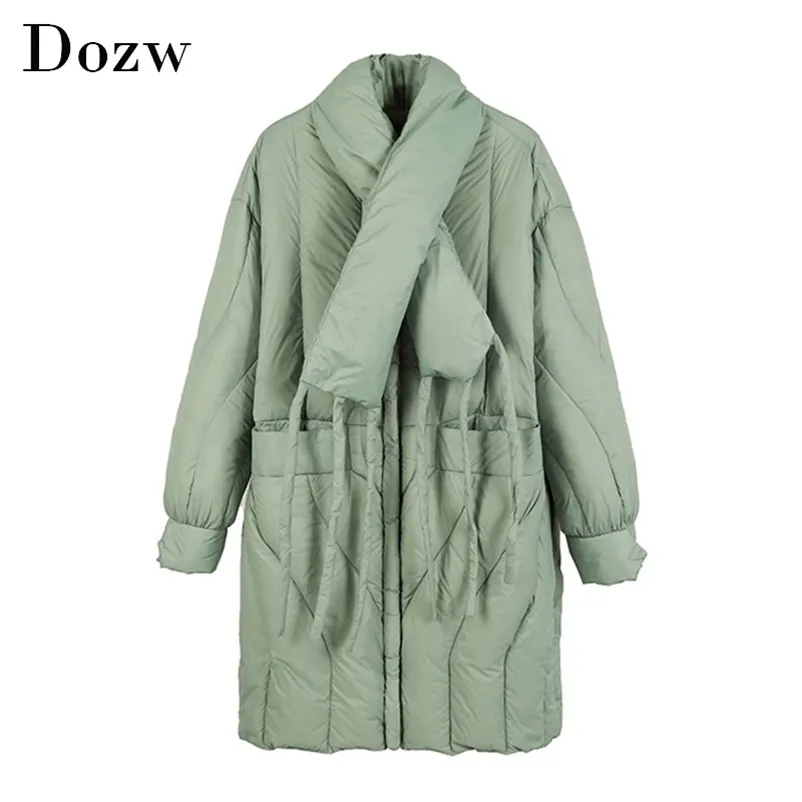 Solid Casual Płaszcz Kobiety Z Długim Rękawem Grube Ciepłe Parka Proste Pure Biuro Nosić Coats Outerwear Winter Autumn 210515