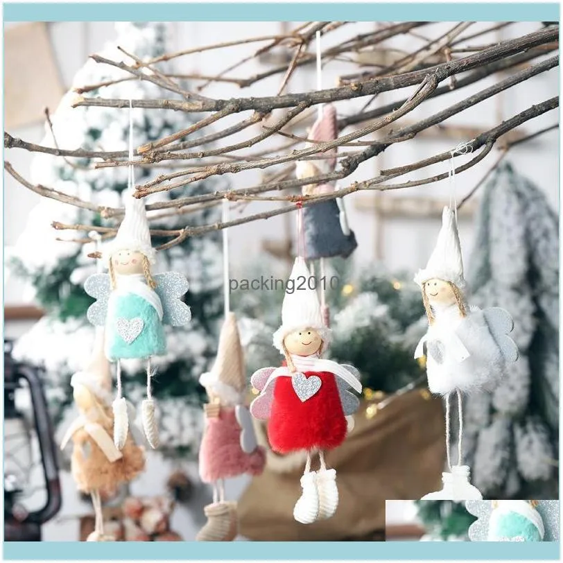 Christmas Decorations Noel Angel Girl Boy Ski Plush Dolls Tree Ornament Pendant Party Decoration For Home 2021 Year1