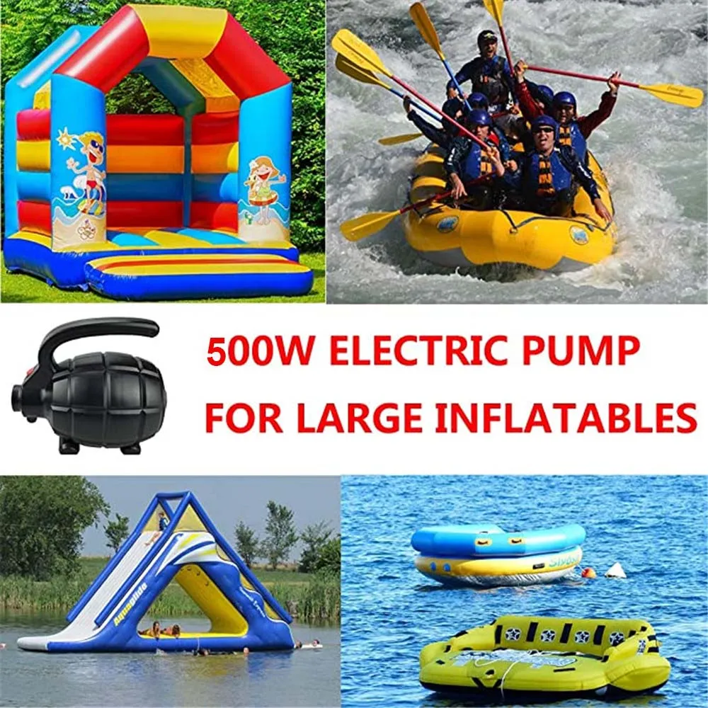 110V/220V 500W Electric Pump for Inflatables Beach Air Mattress Pumps Bed Pool Toy Raft Boat Quick Black