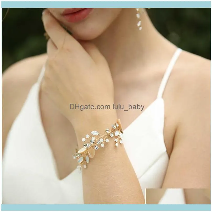 Delicate Shell Bridal Vine Opal Crystal Wedding Headband Tiara Hand wired Women Headpiece Hair Jewelry