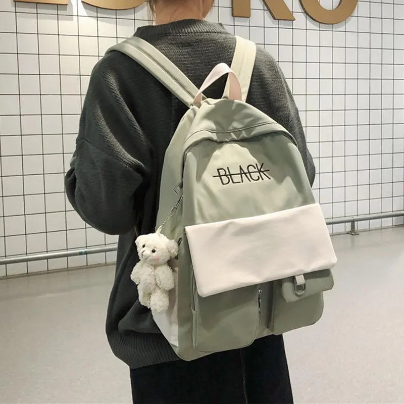 Torby na zewnątrz szare kobiety plecak dla dziewcząt szkoła dla nastolatków prosta patchworka lekka Oxford Back Pack Pack Budła Preppy 2021