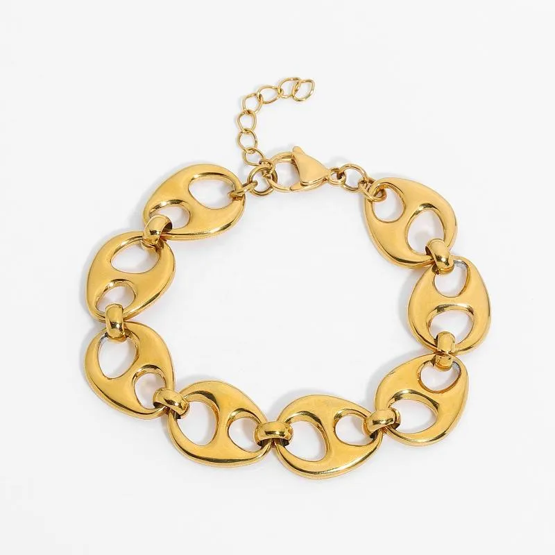Link, Chain Punk Mariner Anchor Link Chunky Bracelet For Women Men 18K Gold Plated Stainless Steel Statement