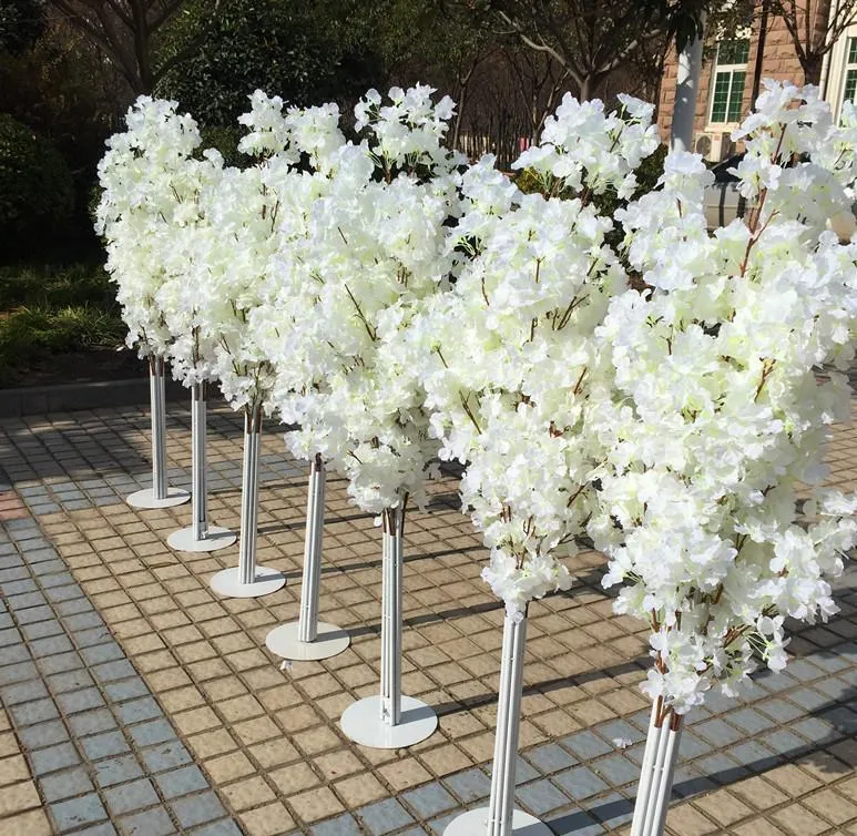 2021 decoration 5ft Tall 10 piece/lot slik Artificial Cherry Blossom Tree Roman Column Road Leads For Wedding party Mall Opened Props