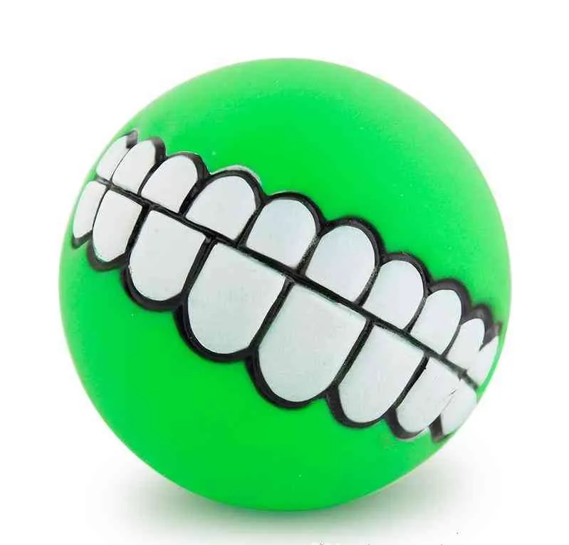 DHL Free Funny Pets Dog Puppy Cat Ball Teeth Toy PVC Chew Sound Dogs Play Fetching Squeak Toys Pet Supplies Puppy Ball Teeth Silicon Toy CM28