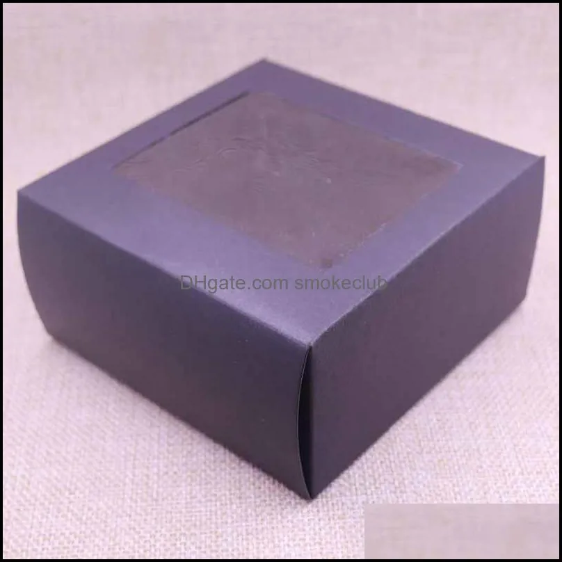 Gift Wrap 2021 10pcs White Vintage /Black Paper Box Package With Clear Pvc Window Candy Favors Arts&krafts Display