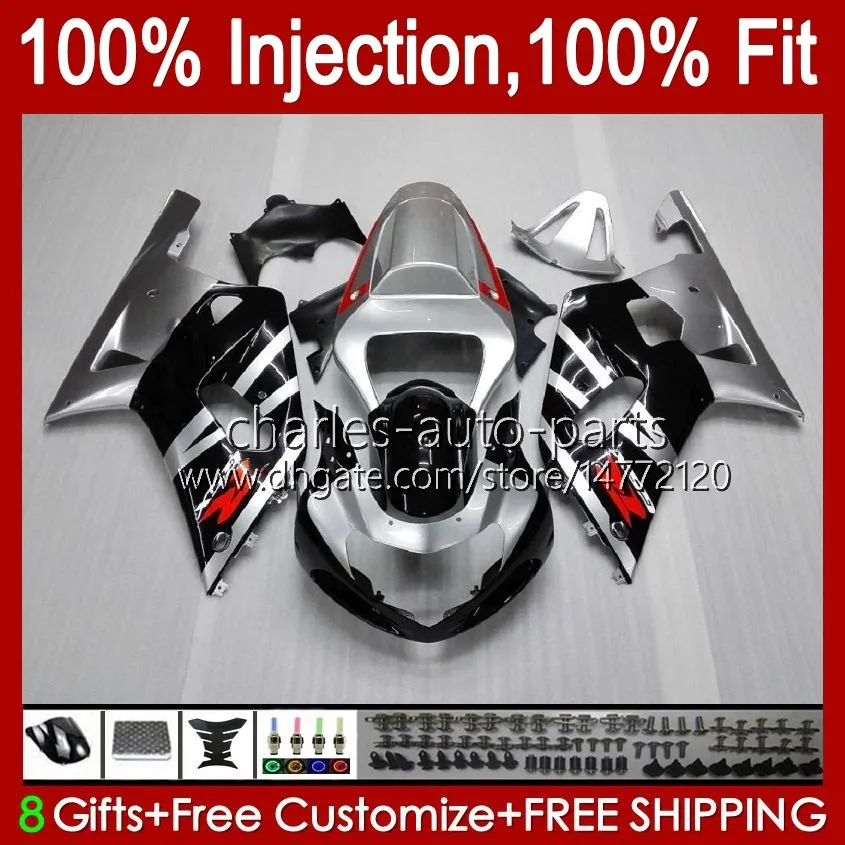 Injection Mold For SUZUKI GSXR750 K1 GSXR 600 750 CC 2001 2002 2003 Bodys 37No.4 GSXR600 GSXR-750 GSXR-600 01-03 600CC 750CC GSX-R750 01 02 03 OEM Fairing silvery black