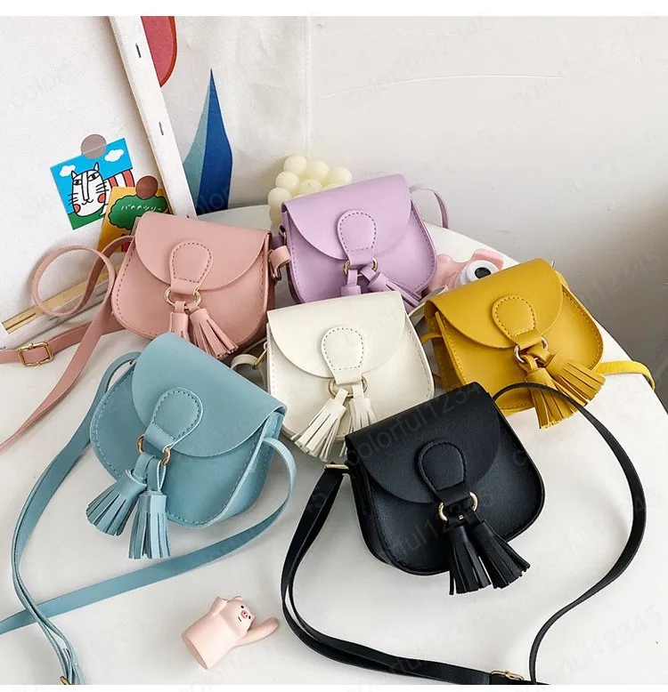 Leuke Baby Kinderen Kwastje Schoudertas Crossbody Tas Mode Prinses Accessoires Portemonnee PU Leer Meisjes Kids Mini Handtassen