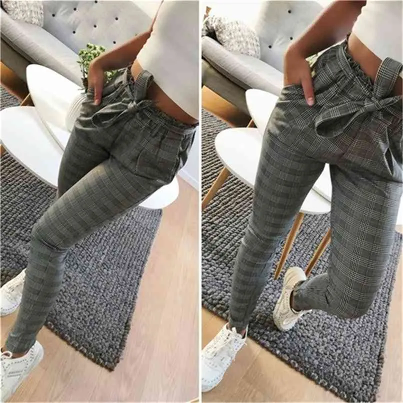 Pantaloni Harem a vita alta in chiffon a righe OL Pantaloni femminili casual stile estivo Stringyselvedge 210915