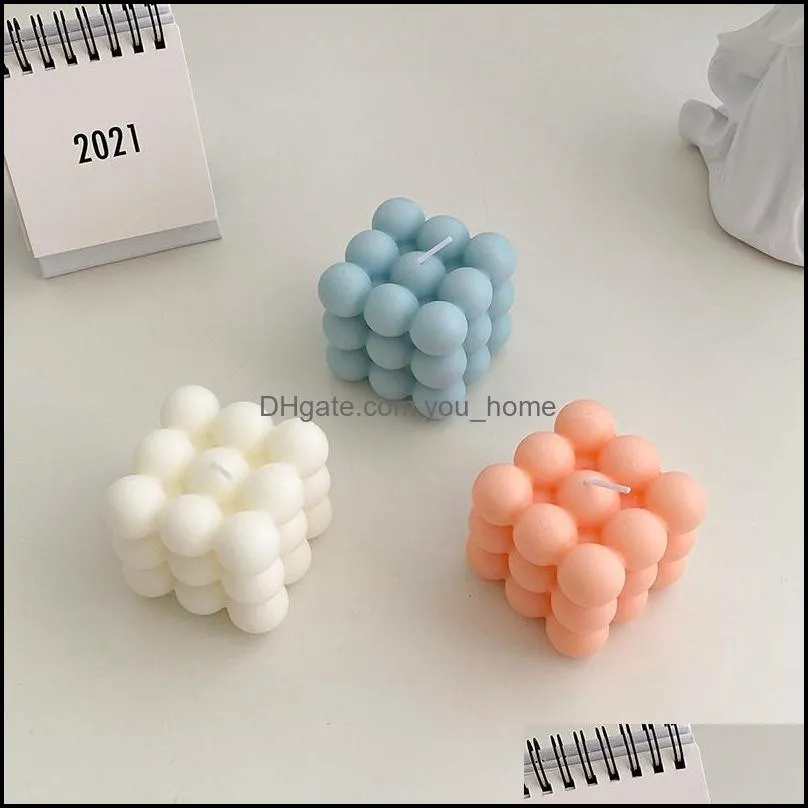 Bubble Candle Cube Soy Wax Cute Scented Candles Aromatherapy Small Relaxing Birthday Gift Home Decor LLD11938