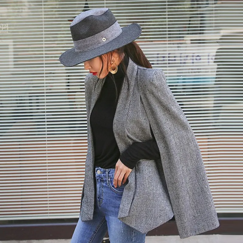Grey cape blazer hotsell