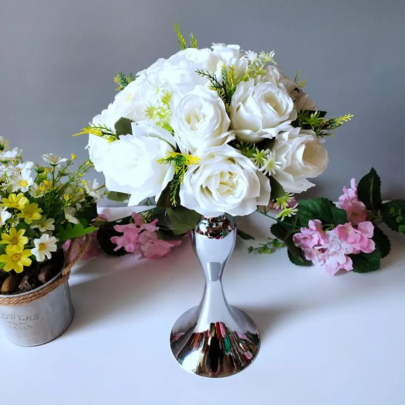 45cm altura de mesa de casamento Centerpieces decoração flor artificial com carrinho de sereia definido para festa decoração de Natal 2 pcs / lote