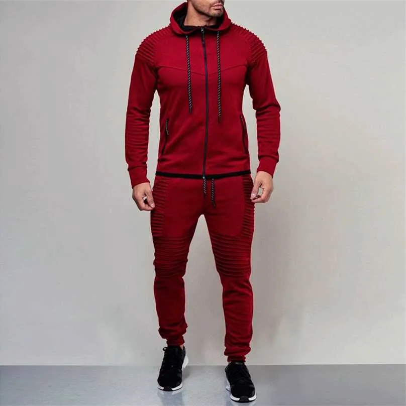 2 sztuki Jesień Running Dressuit Mężczyźni Bluza Sportowa Zestaw Sportowy Siłownia Ubrania Mężczyźni Sport Kostium Szkolenia Szkolenia Sport Wear Outdoor 211109