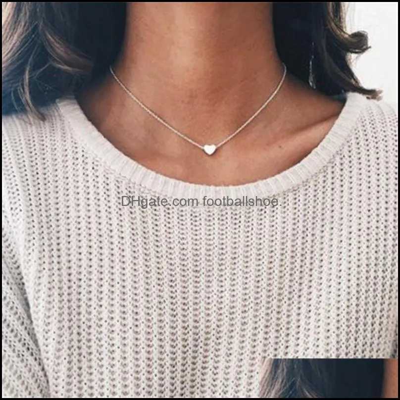 New Tiny Heart Necklace Silver Gold Statement Chain Heart Pendant Necklace Gift Choker Necklace For Women