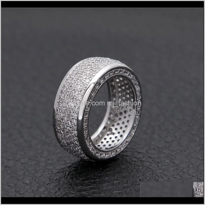 hip hop rapper rings for men 2021 zirconia mens ice new fashion hip hop golden silvery ring bling cubic shipping
