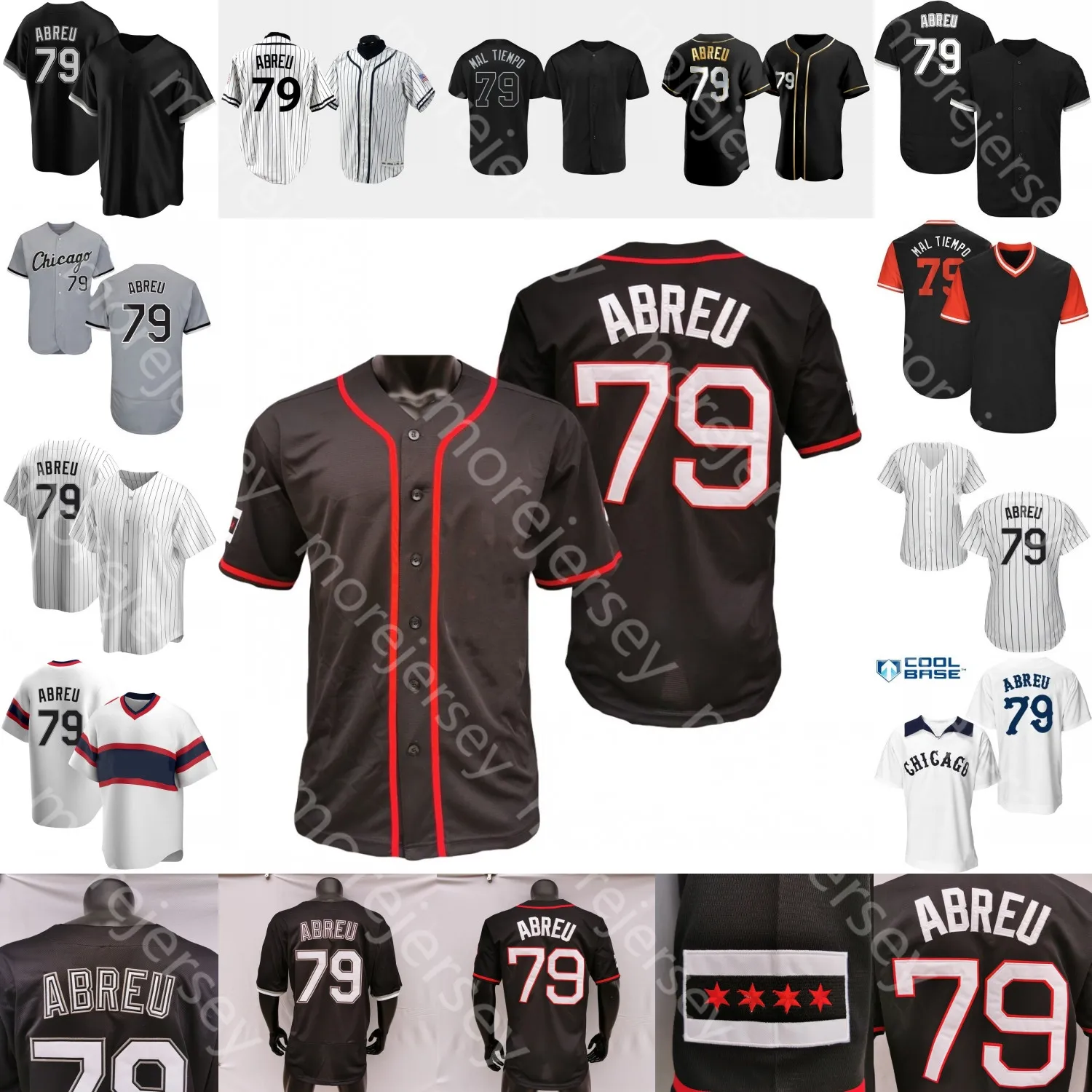 Jose Abreu Trikot 1990 Turn Back Nickname 2019 Salute to Service Weiß Schwarz Golden Nadelstreifen Pullover Grau Fans Spieler Damengröße