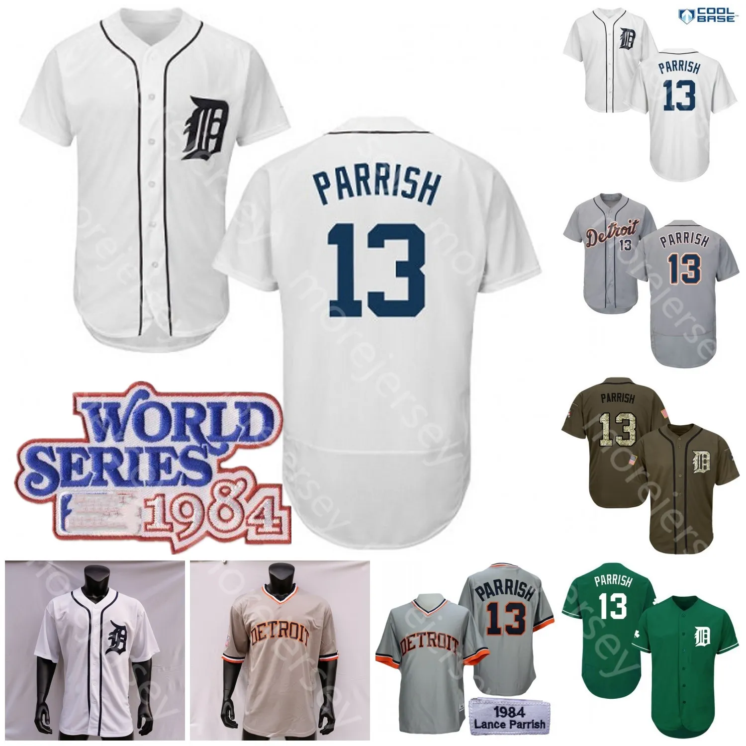 Lance Parrish Jersey 1984 WS Patch Grey Cooperstown Salute to Service Button Down Home Way Taglia S-3XL