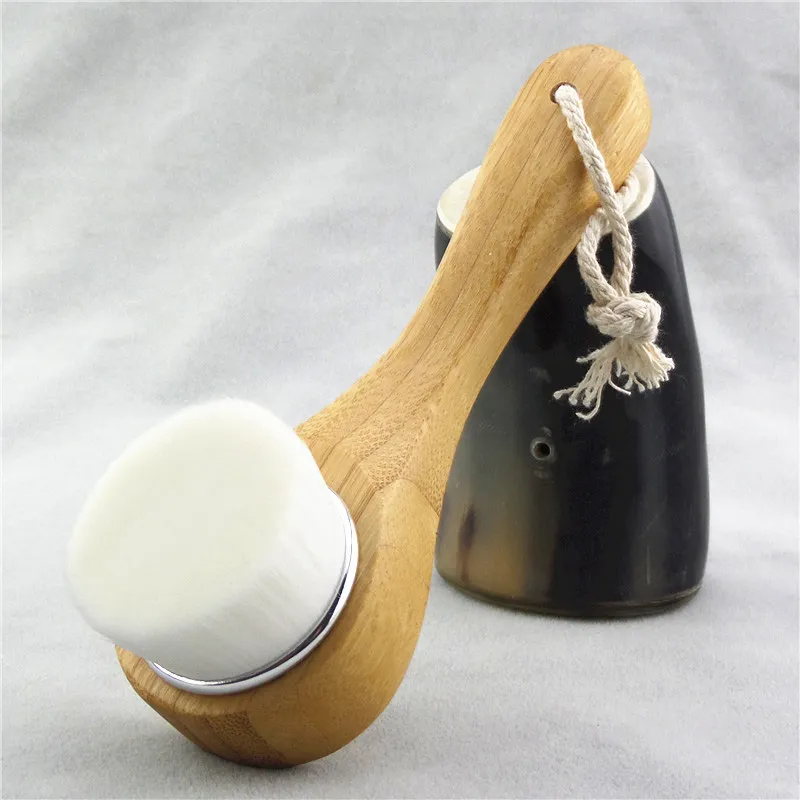 Handle fibra de bambu face escova Spa Massage Escovas para pele seca limpeza Compo A Escova