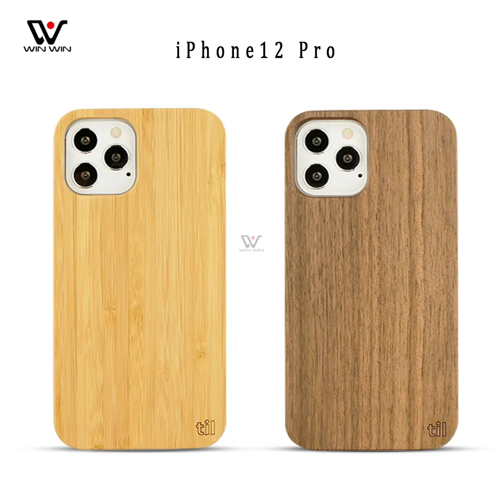 Hot-Selling Luxury 2021 Shocksäker Custom Design Logo Telefon Fodral för iPhone X XS XR 11 12 Pro Max Natural Blank Trä TPU Back Cover