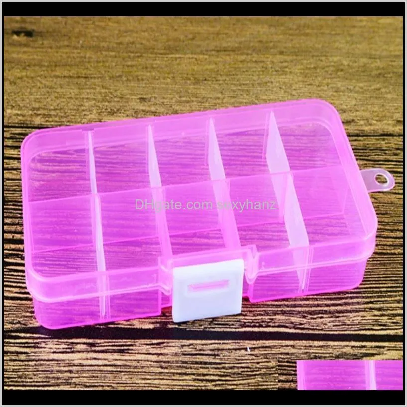 12.8*6.5*2.1cm 10 compartment plastic clear storage box small box for jewelry earrings toys container shipping