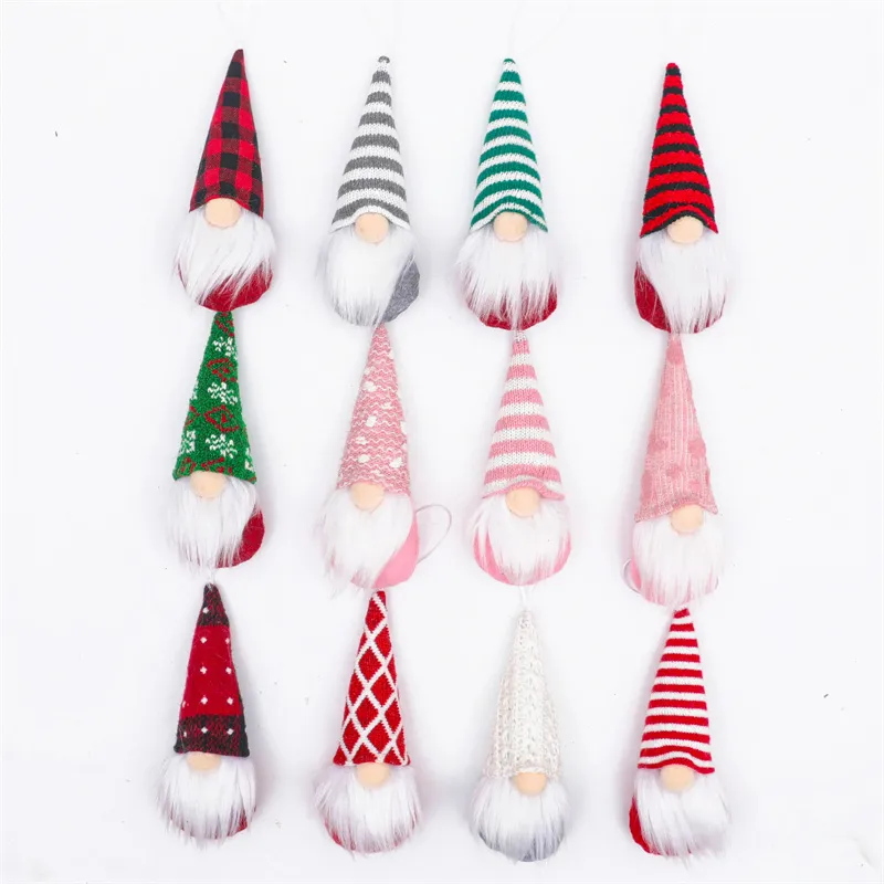 Weihnachtsstrick -Anhänger 3pcs/Set kleiner gesichtsloser Puppenanhänger Weihnachts -Baum -Ornamente