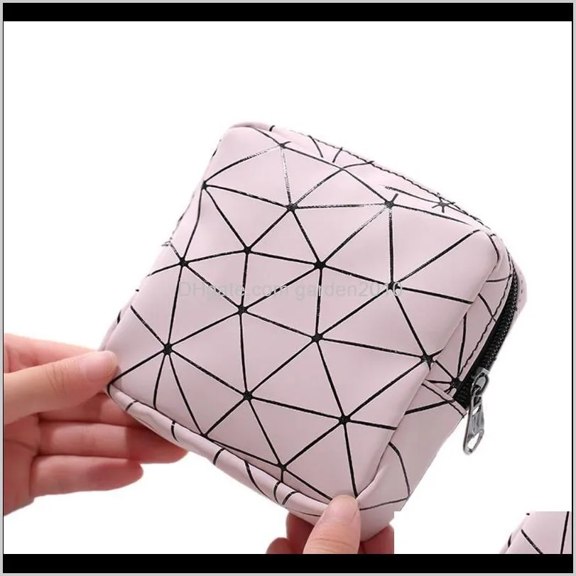 portable mini storage bag multifunctional pu leather women menstrual rhombus napkin sanitary organizer masks bag