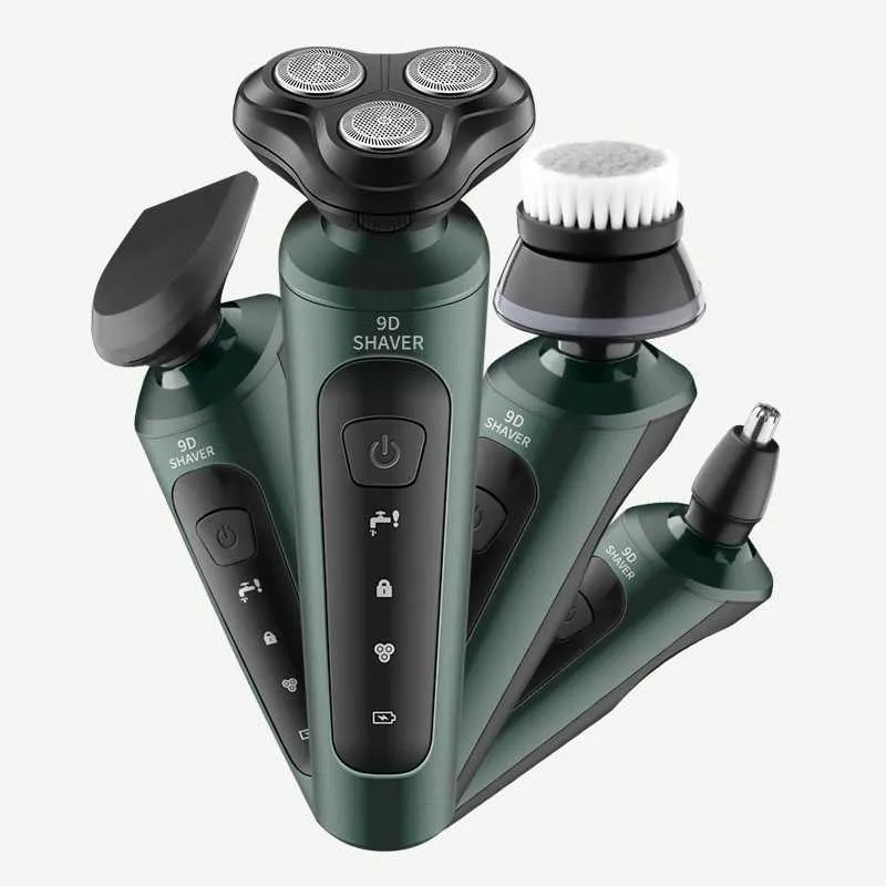 9D barbeador elétrico barbeador de barba trimmer barbeador conjunto 3 lâminas portáteis recarregáveis ​​laváveis ​​carro multifuncional barbeador USB P0817