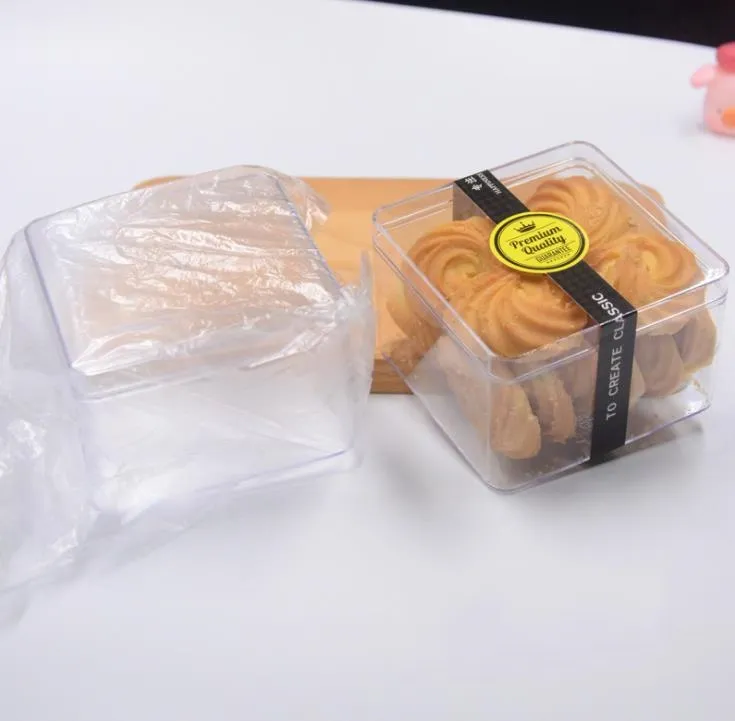 9.5*9.5*6.5cm Plastic Food Grade PS Clear Cake DIY  Box Biscuit Packing Candy Box Container SN3315