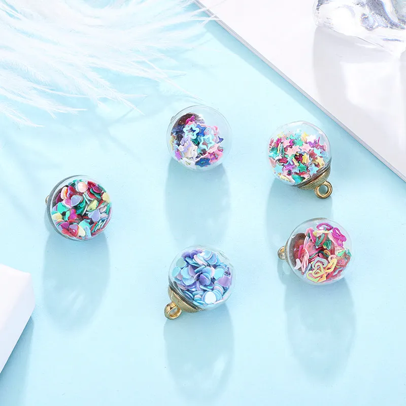 10st / pack 15mm Bling Heart Star Crystal Glass Ball Charms Pendant Fit Armband Halsband Hår Smycken Tillbehör DIY CRAFT