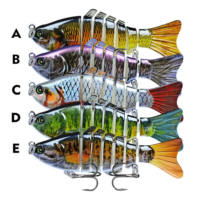 5 pçs / lote Multi-seção Fish Iscas Hard iscas 15 cor misturada 10 cm 15.5g 6 # gancho ganchos de pesca pesca acessórios de equipamento 1015 Z2